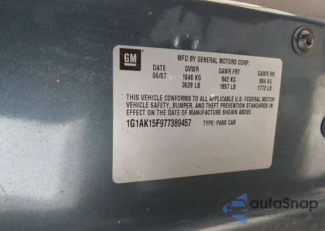 2007 Chevrolet Cobalt Ls from USA, damaged, VIN 1G1AK15F977389457